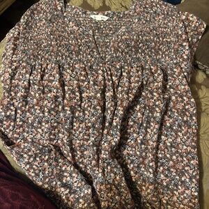 Brown Floral Top Size Medium